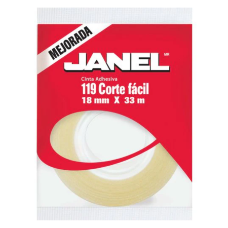 CINTA ADHESIVA JANEL 119 18X33 MTS CORTE FACIL 31659