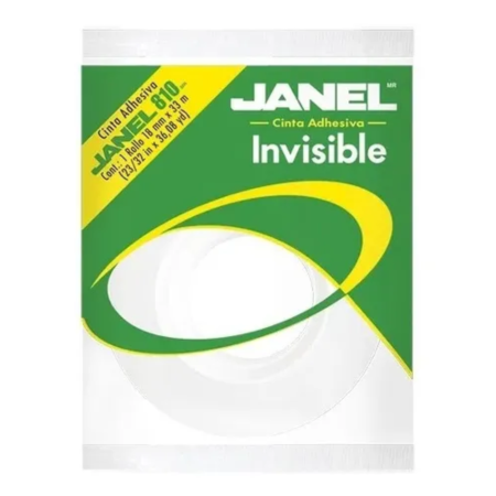 CINTA ADHESIVA JANEL INVISIBLE 810 EN BOLSA 18MMX33M 8101833100BL