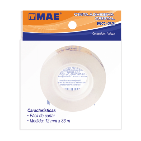 CINTA ADHESIVA CRISTAL MAE BC-22 12MM X 30 MTS 81627