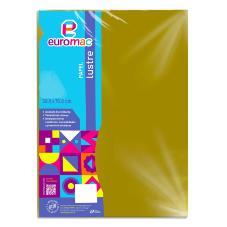 PAPEL LUSTRE EUROMAC 50X70CMS 65CMS COLORES ORO 27109