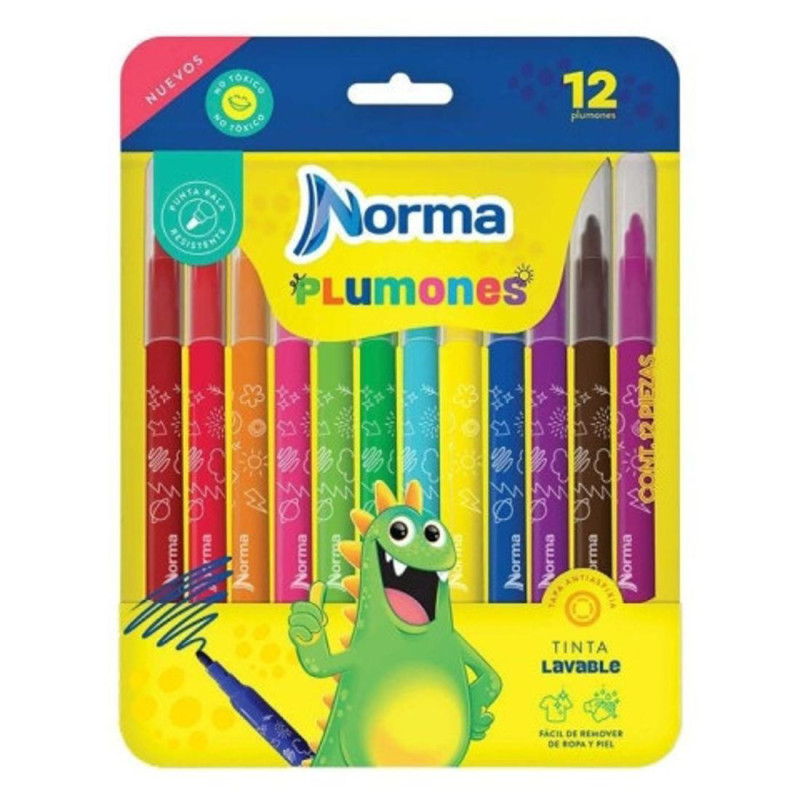 ESTUCHE PLUMONES NORMA C/12 LAVABLES PUNTA BALA 150129