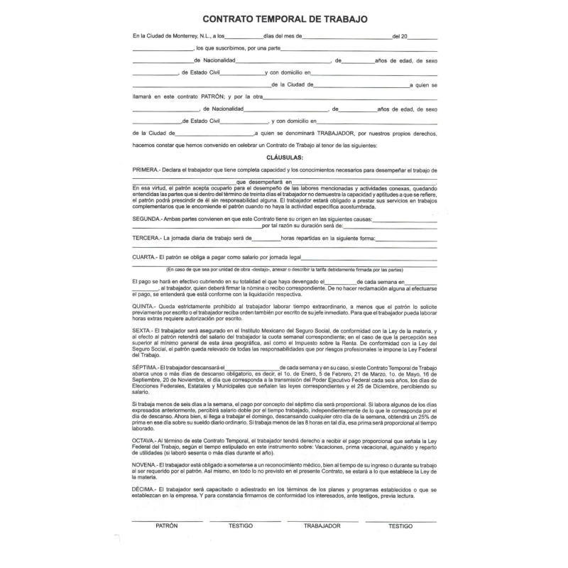 Descarga Contrato temporal de Trabajo