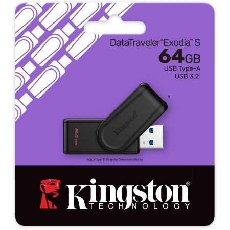 MEMORIA KINGSTON 64GB USB 3.2 GEN 1 EXODIA S NEGRO DTXS/64GB