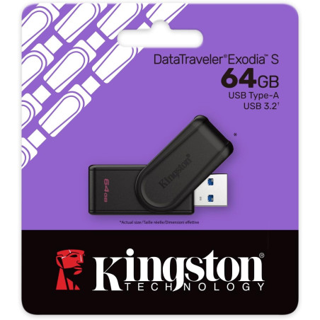 MEMORIA KINGSTON 64GB USB 3.2 GEN 1 EXODIA S NEGRO DTXS/64GB