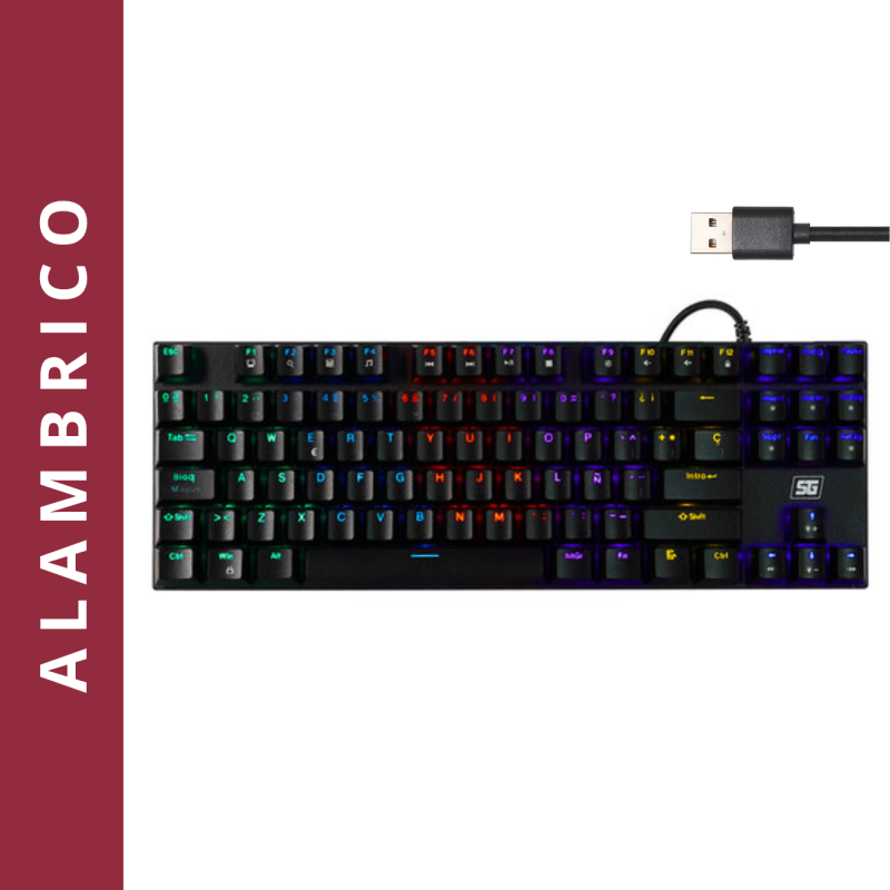 TECLADO VORAGO MECANICO KB-600 ALAMBRICO TKL RGB RAINBOW SOFTWARE NEGRO