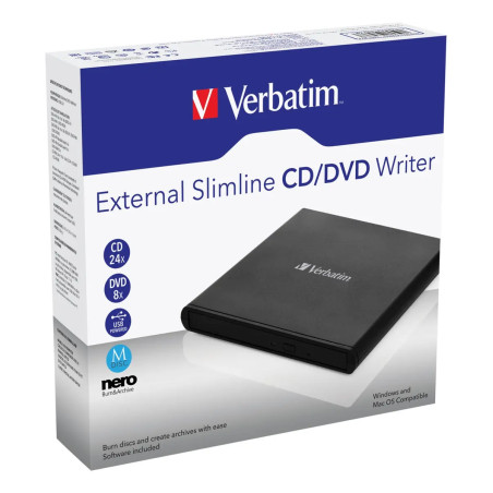 UNIDAD DVD-RW EXTERNO VERBATIM SLIMLINE CD/DVD
