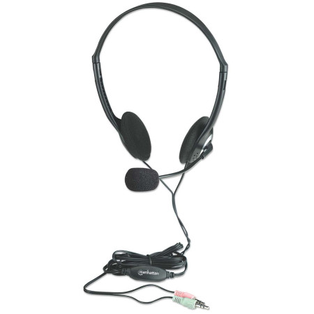 AUDIFONOS MANHATTAN C/MICROFONO ESTANDAR PLASTICO 164429