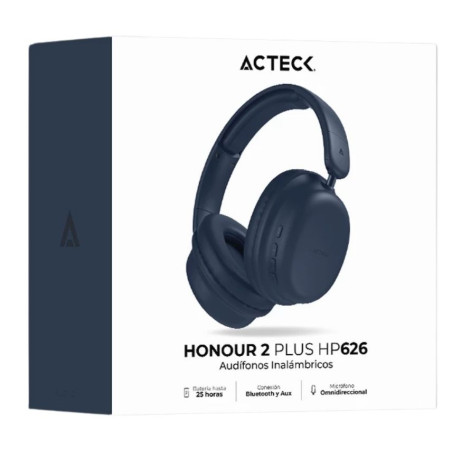 AUDIFONO DIADEMA ACTECK HONOUR 2 PLUS HP626 AZUL BLUETOOTH
