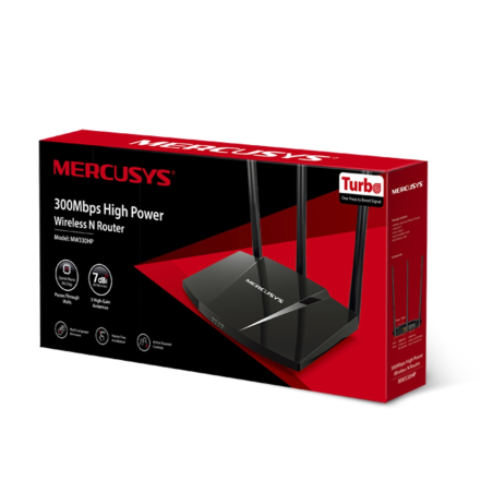 ROUTER INALAMBRICO MERCUSYS MW330HP N 300MB ALTA POT. 3 ANT