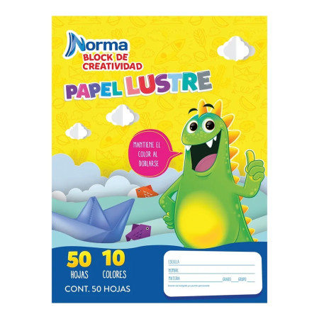 PAPEL LUSTRE NORMA BLOCK CREATIVIDAD COLS 50H