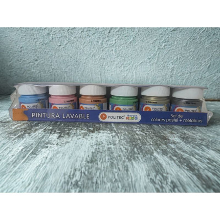 PINTURA TEMPERA POLITEC PASTEL METALICO C/6 30ML 158627