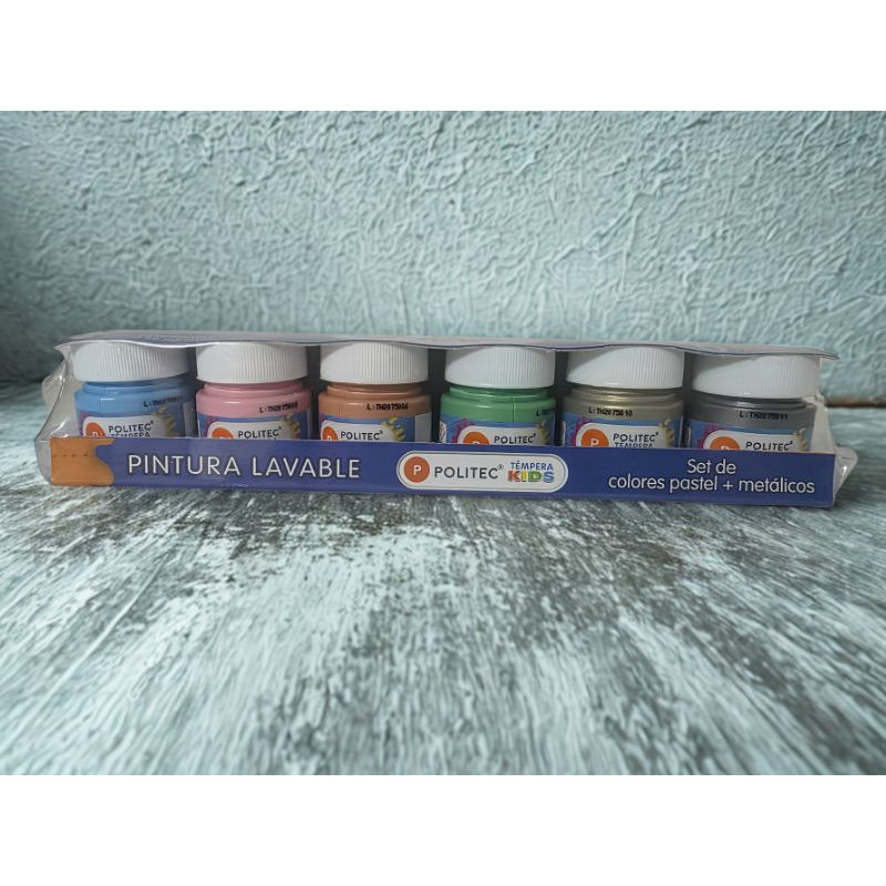 PINTURA TEMPERA POLITEC PASTEL METALICO C/6 30ML 158627