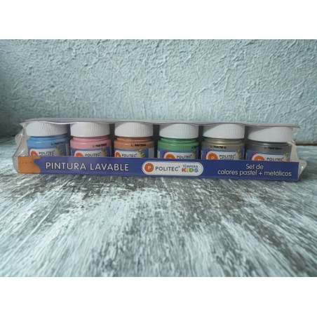 PINTURA TEMPERA POLITEC PASTEL METALICO C/6 30ML 158627