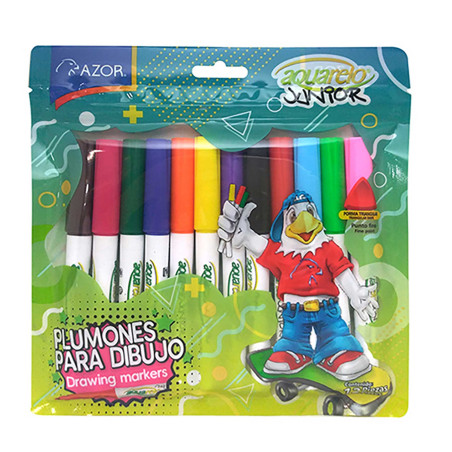MARCADOR AQUARELO JR P/F AZOR2912 C/12 P/FINO DELGADO 017329