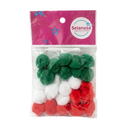 POMPON SEDERIA NO.18 TRICOLOR BOLSA C/25 PZS. 164908