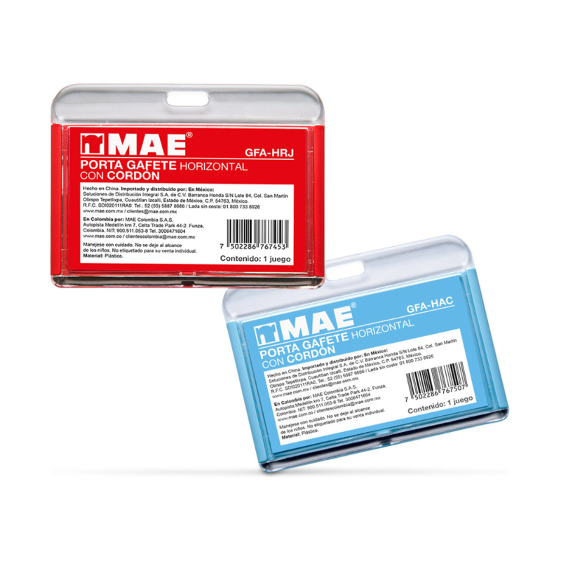 PORTA GAFETE PLASTICO MAE GFA-12HC SOLIDO HORIZONTAL C/CORDON 75253