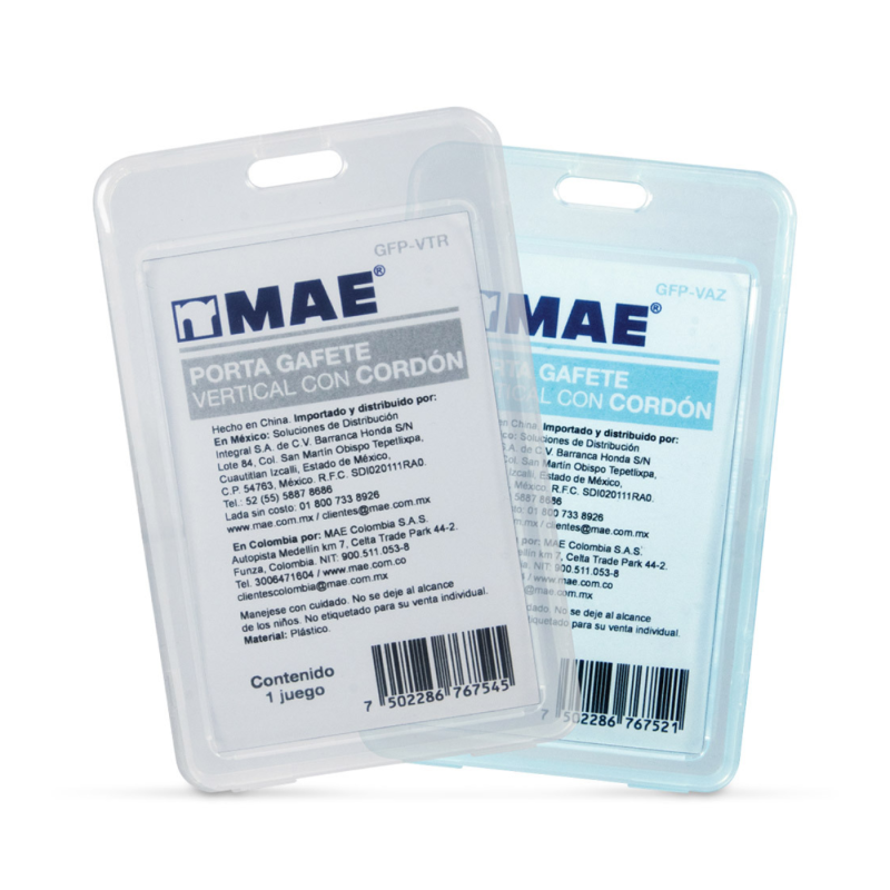 PORTA GAFETE PLASTICO MAE GFP-12VC PASTEL VERTICAL C/CORDON 75250