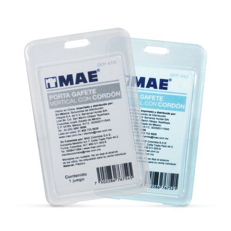 PORTA GAFETE PLASTICO MAE GFP-12VC PASTEL VERTICAL C/CORDON 75250