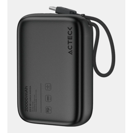20,000mah POWER BANK ENERGON NEGRO CABLE USB-C INTEGRADO