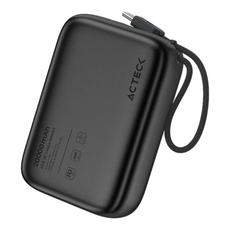 20,000mah POWER BANK ENERGON NEGRO CABLE USB-C INTEGRADO