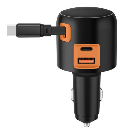 CARGADOR P/AUTO  QC15W Y PD30W C/RETRACTIL ELI-8030C STEREN