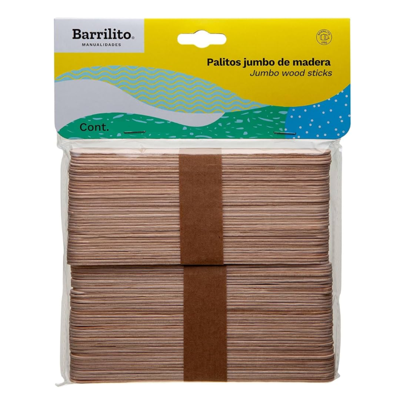BOLSA PALITOS MADERA 15X1.8CM PLANOS BARRIL W004 JUMBO C/80P 113419