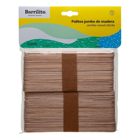 BOLSA PALITOS MADERA 15X1.8CM PLANOS BARRIL W004 JUMBO C/80P 113419