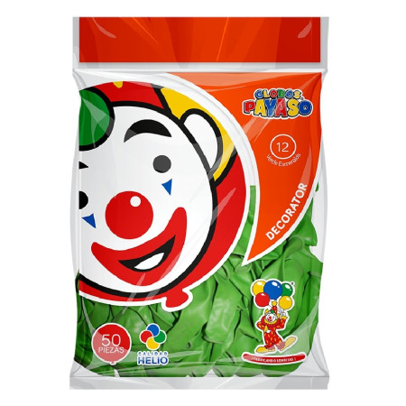GLOBO NUM.12 DECORATOR PAYASO VDE.ESMERALDA C/50 159719