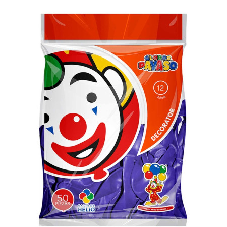 GLOBO NUM.12 DECORATOR PAYASO VIOLETA C/50 159721