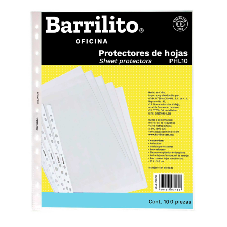PROTECTOR DE HOJAS OPACO BARRILITO C/10 130609
