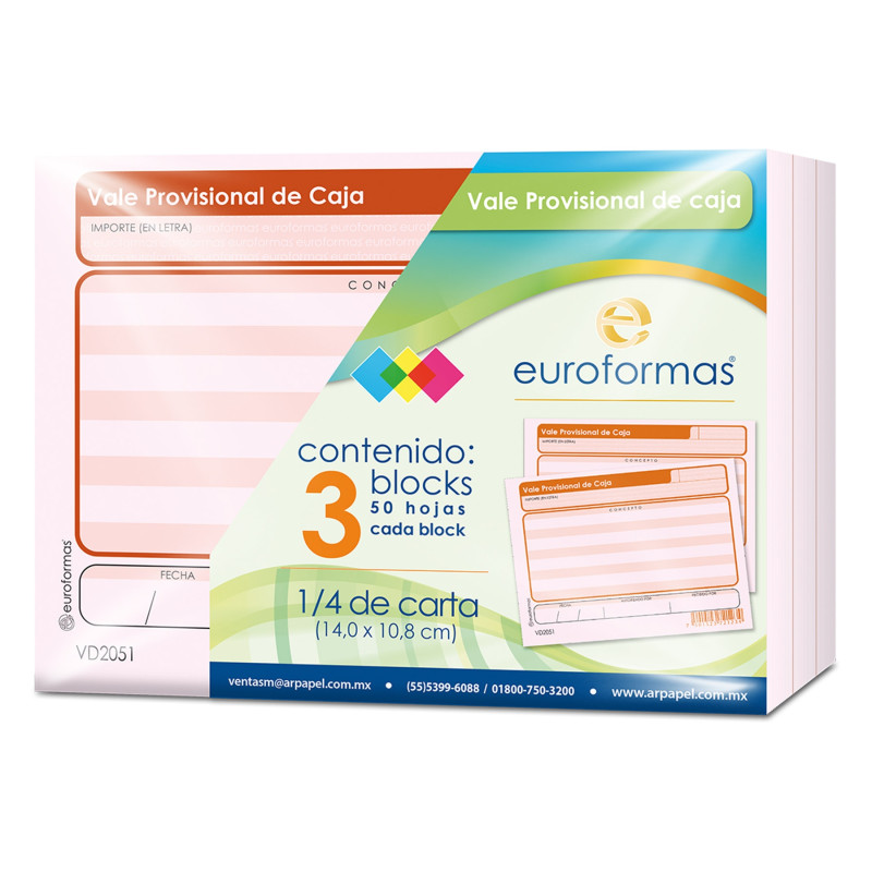 VALE PROV. DE CAJA EUROFORMAS ER0100 1/4 CARTA 50H 50251