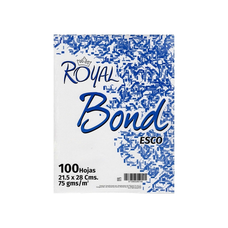 BOND BLANCO ROYAL ESCO CARTA 21.5X28CMS 100H 26014