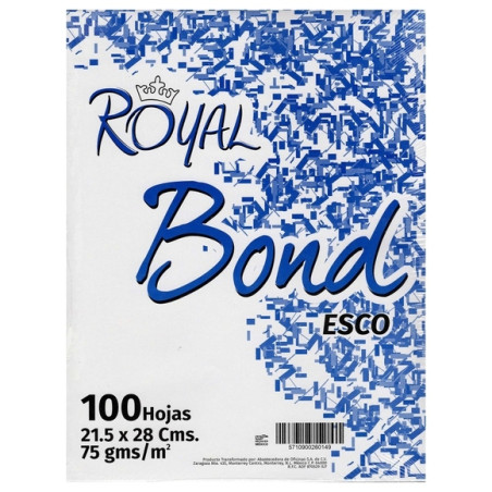 BOND BLANCO ROYAL ESCO CARTA 21.5X28CMS 100H 26014