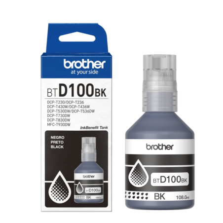 TINTA BROTHER BTD100BK NEGRO BOTE T230 T530DW T730DW T930DW