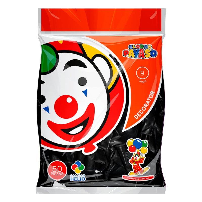 GLOBO DECORATOR PAYASO No.09 BOLSA C/50 NEGRO 58015