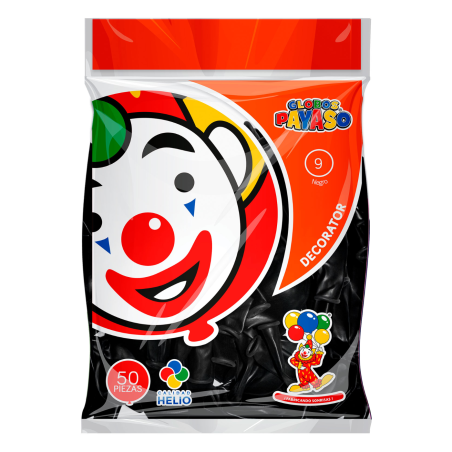 GLOBO DECORATOR PAYASO No.09 BOLSA C/50 NEGRO 58015
