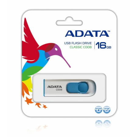 MEMORIA USB 2.0 16GB ADATA C008 BLANCO-AZUL AC008-16G-RWE