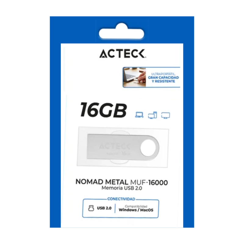 MEMORIA ACTECK16GB USB 2.0 NOMAD MUF-1600