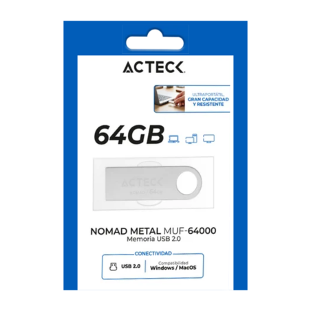 MEMORIA ACTECK 64GB USB 2.0 METAL NOMAD MUF-6400