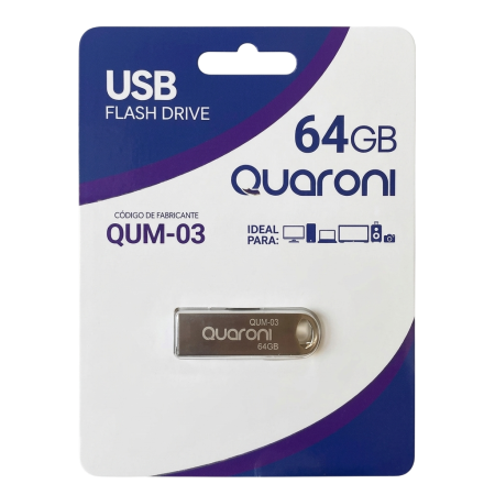 MEMORIA QUARONI 64 GB USB METALICA USB 2.0 RAM-3944