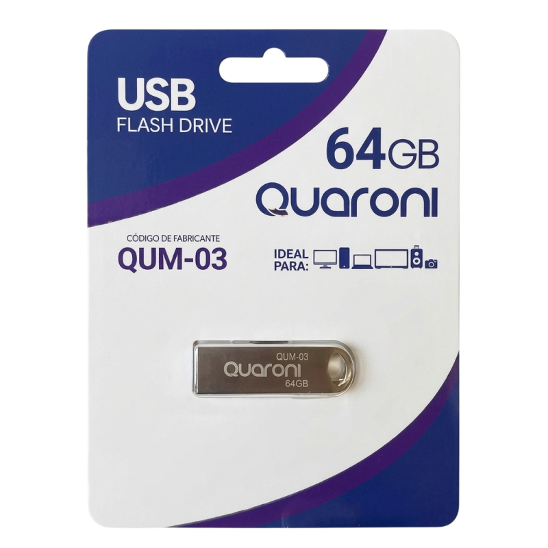 MEMORIA QUARONI 64 GB USB METALICA USB 2.0 RAM-3944