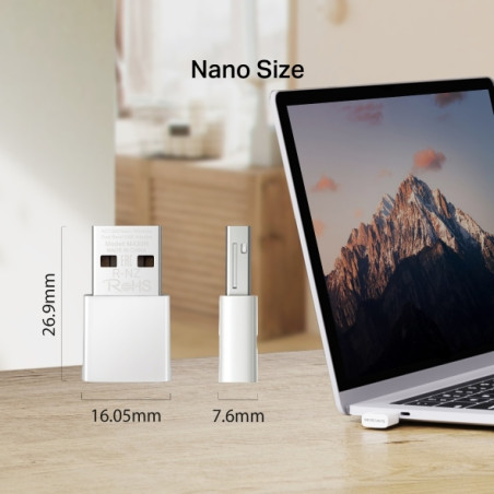 ADAPTADOR INALAMBRICO NANO MA30N AC1300 MERCUSYS 2.4GHZ 5GHZ
