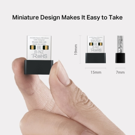 ADAPTADOR INALAMBRICO NANO USB 2.0 WIFI 6 MERCUSYS MA14N AX3