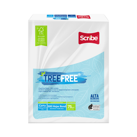 CAJA PAPEL CORTADO SCRIBE TREE FREE CARTA REC. 93% BLANCURA