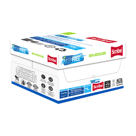 CAJA PAPEL CORTADO SCRIBE TREE FREE CARTA REC. 93% BLANCURA