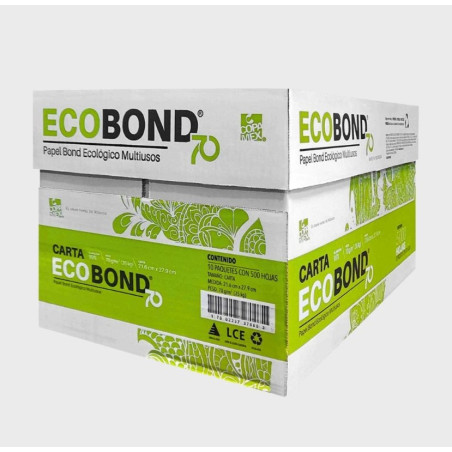 CAJA PAPEL CORTADO ECOBOND CARTA 70GRS BLANCURA 95% C/5000
