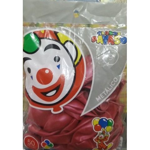 GLOBO METALIC PAYASO N°9 BOLSA C/50 ROSA  58017