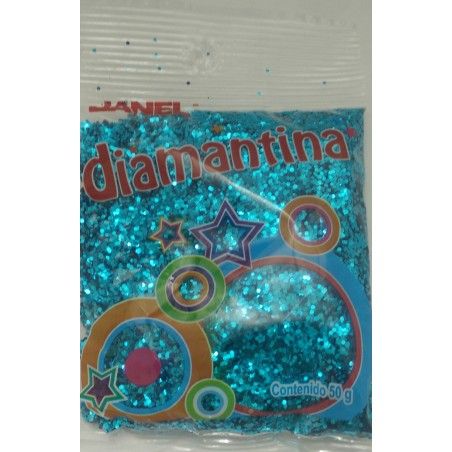 DIAMANTINA 50 GR JANEL HEXAGONAL HC40 TURQUESA BOLSA 069130