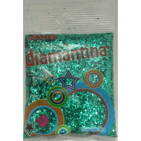 DIAMANTINA 50 GR JANEL HEXAGONAL HC40 VERDE BAN BOLSA 069130