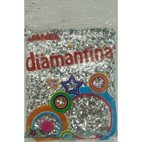DIAMANTINA 50 GR JANEL HEXAGONAL HC40 PLATA BOLSA 069130